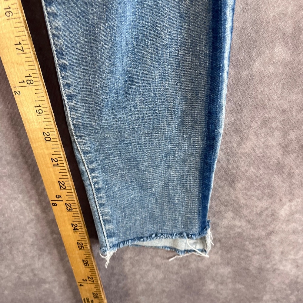 MOTHER Stunner Zip Ankle Step Fray Jeans Womens 27 Blue Light Kitty Racer Stripe - Picture 10 of 12